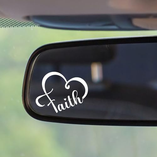 5Pcs Jesus Christian Mirror Stickers,Faith Heart Decals for Car (White) - color: White-faith