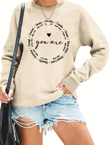 Way maker Miracle Worker Sweatshirt Women Graphic Sarcastic Christian Religious Workout Pullover Tops - color: Style2-beige, size: Large