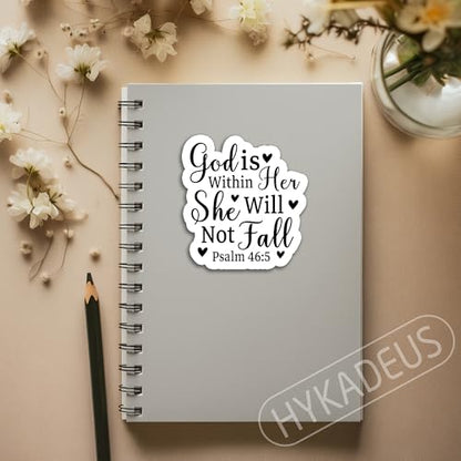(3Pcs) God is Within Her She Will Not Fall Inspirational Christian Sticker - color: God is Within Her She Will Not Fall Heart