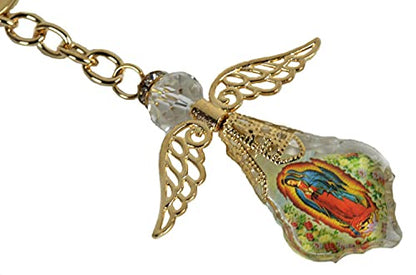 VL 12 PCS Our Lady of Guadalupe Favor Baptism First Communion Memory Gift Angel Keychains/Recuerdos De Mi Bautizo/Primera Comunion Nuestra Virgen De Guadalupe Llaveros - GOLDF