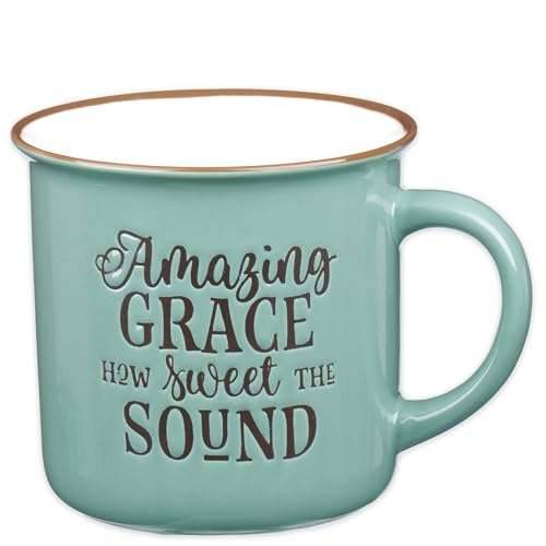Christian Art Gifts Mint Green Camp Style Amazing Grace Ceramic Coffee Mug - style: Amazing Grace