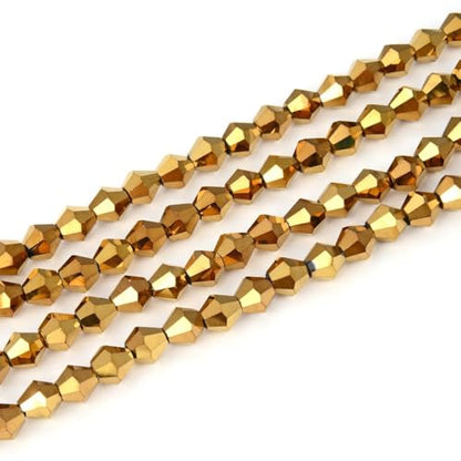 250pcs Czech 6mm (0.24 Inch) Faceted Bicone Crystal Glass Beads Spacer Bulk Gold Aurum - color: Gold Aurum, size: 6mm - 250pcs