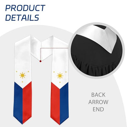 International Graduate Satin Sash Stole with National Flag Design - color: Philippines Flag