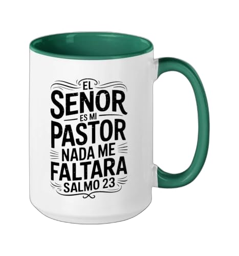 Spanish Christian With a Bible Verse Quote El Senor Es Mi Ceramic Mug, Dark Green/White, 15oz - color: Dark Green/White, size: 15 Ounces