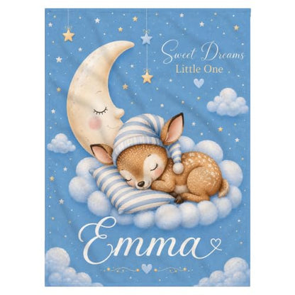 Personalized Baby Blanket With Name, Custom Baby Blankets Gift for Boy Girl - color: Cloud Blue, size: Deer