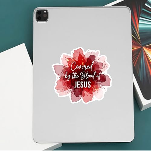 Covered by The Blood of Jesus Sticker Vinyl 5 inches, Christian Christ Religion, Bumper Sticker Decal, Jesus car Window Decal, Waterproof Vinyl Decals for Car, Laptops, Windows etc