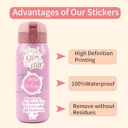 109 PCS Bible Verse Stickers Pink Christian Stickers Faith Stickers Scripture Stickers Inspirational Stickers Bible Stickers for Adults Jesus Stickers Faith Based Gifts - style: Bible Verse