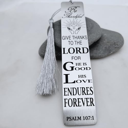 Christian Psalm Bookmarks, Bible Verse Gifts, Metal Bookmarks (PSALM 107:1 Bookmark Gifts) - color: Psalm 107:1 Bookmark Gifts