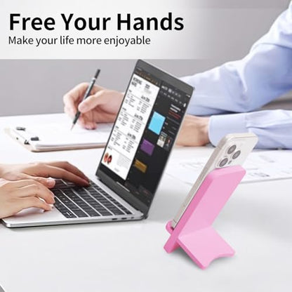 Cell Phone Stands, Desktop Stand, Luxury Nature Wood Simple Phone Stand, Compatible with iPhone & All Cell Phones, Ultra-Stable, Portable & Non-Slip Design, 2 Pieces, Pink - color: Pink