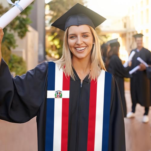 Flag Graduation Stoles for Men and Women, Graduation Shawl Sash for International Graduation's Day - color: Dominican Republic Flag Stole