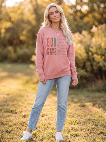 Faith Sweatshirts for Women Christian Jesus God Graphic Sweatshirt - color: Rosegold, size: X-Large