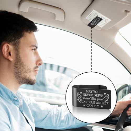 Never Drive Faster Guardian Angel Visor Clip for Cars Drivers Gifts - color: Black