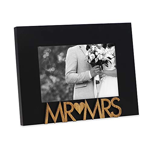 Isaac Jacobs 4x6 Black Wood Sentiments Mr&Mrs Picture Frame - color: Black, size: 4x6