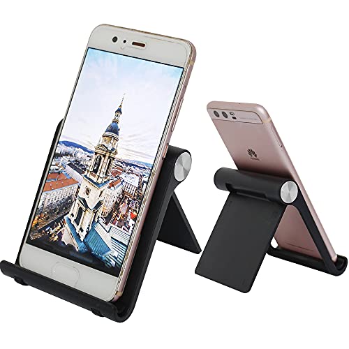Mayten Foldable Cell Phone Stand for iPhone- Adjustable Phone Holder with Wide Compatibility, Portable Desktop Dock for iPhone 15/14/13/12/11/Pro/Max/SE, Galaxy, Pixel, Anti-Slip Design (Black) - color: Black