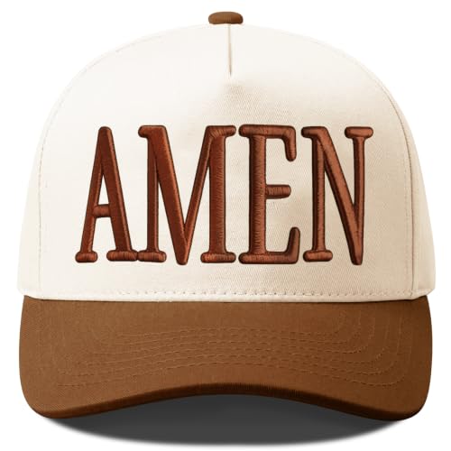 Put It On My Husband's Tab Funny Trucker Hats Women Vintage Adjustable Baseball Cap Embroidery Fashion Trucker Hat - color: Amen - Beige/Brown