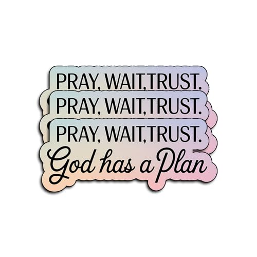 (3Pcs) Pray Wait Trust God Has a Plan Sticker Inspirational Christian Vinyl Decal Waterproof Faith Based Aesthetic Stickers Laptop Water Bottle Planner Gifts Women Teens Adults Friends 3x1.3 Inch - color: God Has a Plan