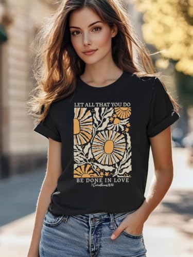 Christian Bible Verse T Shirts for Women - color: Black5, size: X-Large