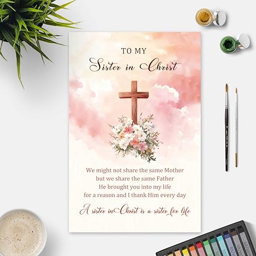 Christian Sister Greeting Card, Inspirational Religious Card for Women, Birthday, Encouragement, or Best Friend Gift, Bible Verse Keepsake for Sister in Christ - color: Sister in Christ