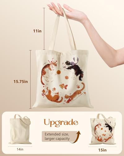 Miss Adola Canvas Tote Bag with Zipper for Women - color: Four Cats