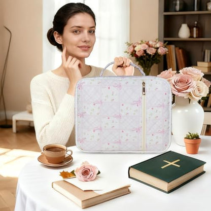 Bible Cover for Women (Pink Floral Bow, Large) - color: B3 Pink Floral Bow