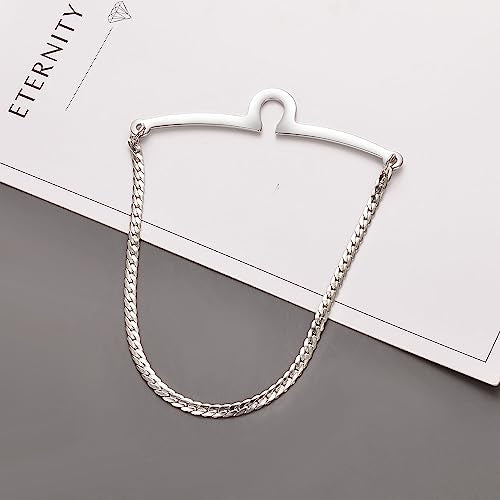 2Pcs Tie Chain for Men Classic with Double Single Gold Silver Elegant Chain Tie Cilp - color: silver single chain (two)