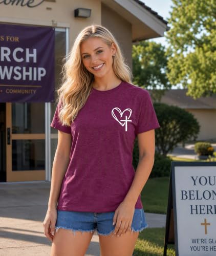 Christian Shirts for Women Religious Tshirt Bible Verse Tee Tops - color: 02-purple, size: Small