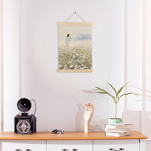MKIJUHB jesus leaves the 99 sheep Wall Art Decor, Christian White Flower Jesus Bible Verse Religious Framed Hanging Canvas Prints for Home Bedroom Living Room Walls Decorations, 12x16 Inch - color: Christian Canvas wall art decor 20