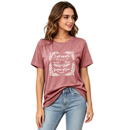 Christian Shirts for Women Religious Bible Verse Faith Tee - color: Pink, size: Medium