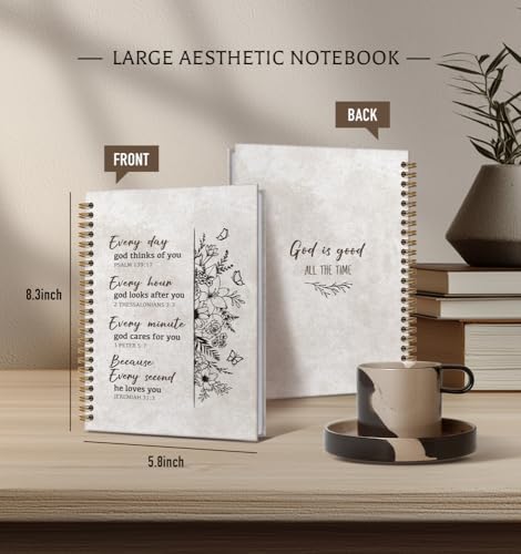 Christian Notebook For Women-Prayer Journal for Women Men,Inspirational Art Gifts for Church Members,Every Day Scripture Church Notes,Gold Spiral Bound Hardcover Bible Journaling,5.8"x8.3" - color: Bible Every