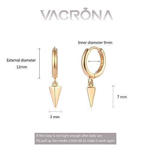 VACRONA Gold Heart Hoop Earrings Huggie Earrings for Women 14k Gold Plated Small Hoops Earrings - color: cone spike