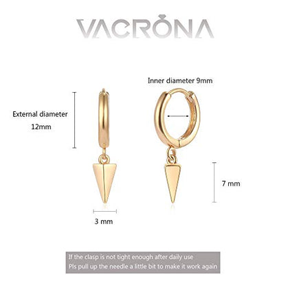 VACRONA Gold Heart Hoop Earrings Huggie Earrings for Women 14k Gold Plated Small Hoops Earrings - color: cone spike