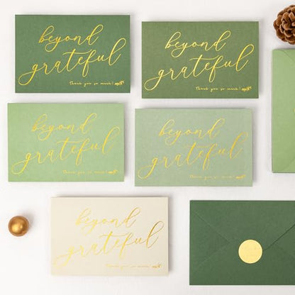 Crisky 4x6 Sage Green Beyond Grateful Thank You Cards With Envelopes & Stickers Simple, Chic, Elegant Greeting Cards Perfect for: Wedding/Business/Birthday/Graduation. 50 Pack - style: SageGreen