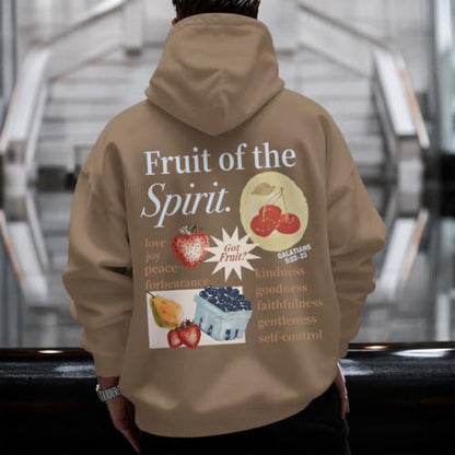 Christian Hoodies for Men Fruit of The Spirit Hoodie Jesus Religious Faith Bible Verse Sweatshirt Graphic Pullover - color: Coffee, size: XX-Large