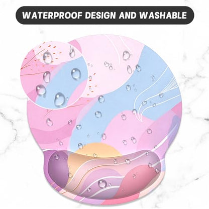 ITNRSIIET Ergonomic Mouse Pad with Wrist Support Wrist Rest Smooth Surface Non-Slip Rubber Base Comfortable Office Supplies Pain Relief, 9.8 x 9.1 inches, Art Style Pattern - color: A02-Art Style Pattern