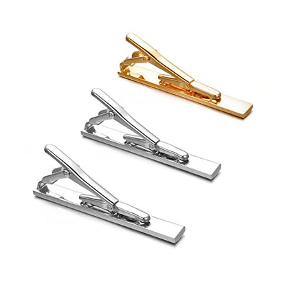 3Pcs Skinny Tie Clip Set Fancy Tie Clips For Men Unique - color: Skinny 3 Colors Set