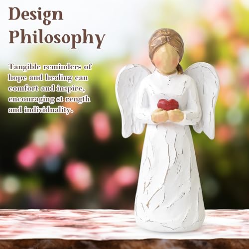 Guardian Angel Statue, Resin Healing Angel Figurines for Women - color: Heart