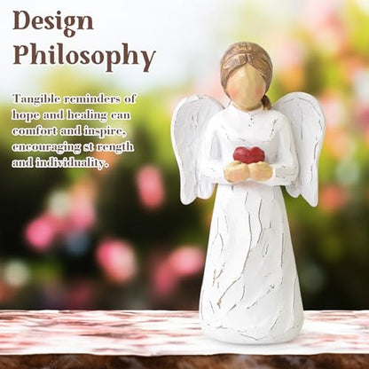 Guardian Angel Statue, Resin Healing Angel Figurines for Women - color: Heart
