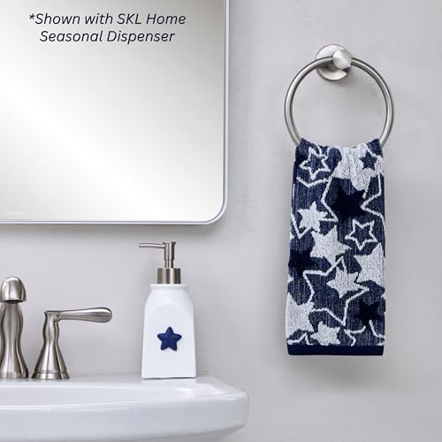SKL Home Seasonal Stars Hand Towel Set-2pc, 100% Cotton Jacquard, Navy - color: Seasonal Stars