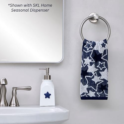 SKL Home Seasonal Stars Hand Towel Set-2pc, 100% Cotton Jacquard, Navy - color: Seasonal Stars