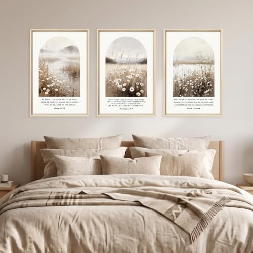 Christian Bible Verse Scripture Daisy Framed Canvas Wall Art Set-16"x24"x3 - color: Christian Bible Verse Wall Art, size: 16"L x 24"W