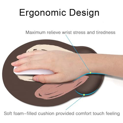 Britimes Ergonomic Mouse Pad with Wrist Support, Brown Heart Pattern - color: Brown Heart Pattern