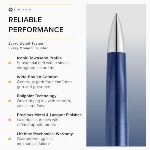 Cross Townsend Cobalt Blue Diamond Ballpoint Pen, Medium Point, Black Ink - color: Blue