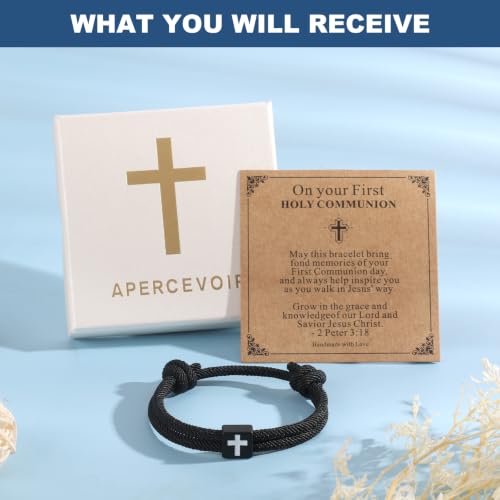 Cross Bracelet for Boys Baptism First Communion Confirmation - color: First Communion