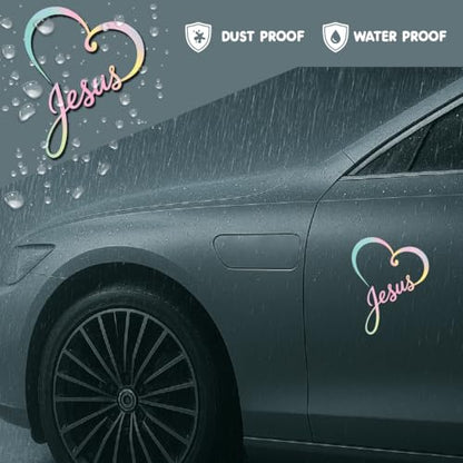 Pastel Jesus Heart Christian Car Sticker, Pink - color: Pastel Jesus Heart Vinyl Decal