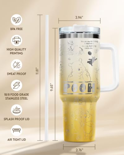 Cartoon Bear Tumbler 40oz with Handle Straw Gifts for Women - color: Adorable Bear