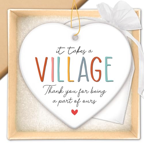 Teacher Ornament 2026, Teacher Christmas Ornament, Christmas Teachers Gifts - color: Thank You Village Heart