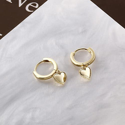 DAILY VIBES Cute Gold Mini Dangle Huggie Hoop Earrings for Women Trendy - color: Mini Heart B