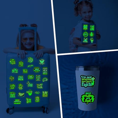 51 Pcs Glow in The Dark Neon Christian Bible Stickers for Kids, Jesus Christ Faith Vinyl Waterproof Water Bottle Laptop Decals, Teens Adults Religious Christianity Christmas Easter Thanksgiving - color: Jesus-ls017
