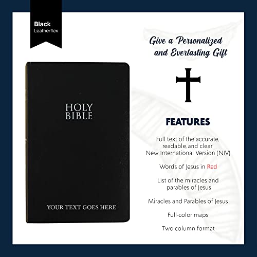 Personalized NIV Small Print Bible for Adults, Name Imprint, Standard Size - color: Black, style: New International Version