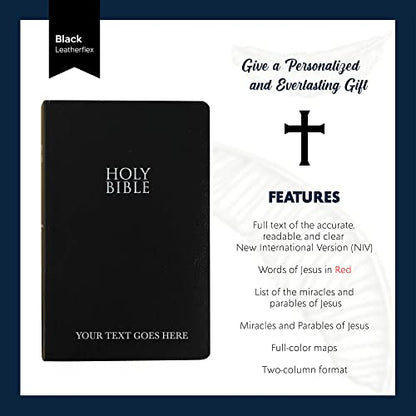 Personalized NIV Small Print Bible for Adults, Name Imprint, Standard Size - color: Black, style: New International Version